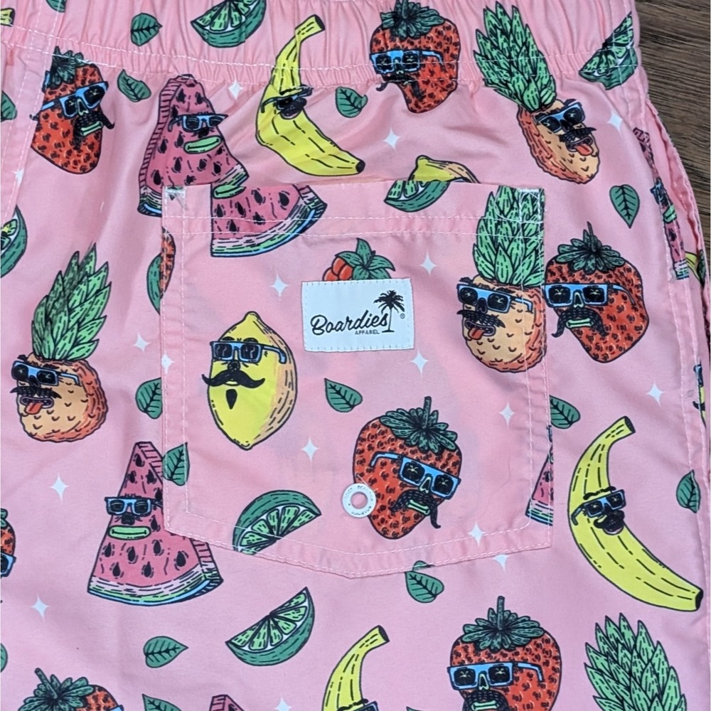 Boardies Medium Mens Swim Trunks Shorts Fruit Cocktail Tropical Pink 32/36 - Picture 6 of 7